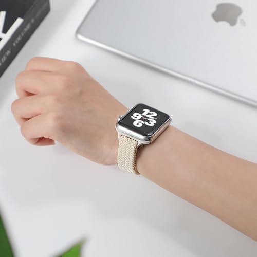 Image of Slim Braided Bands for Apple Watch Band 40mm 41mm 42mm 38mm 46mm 44mm 45mm 49mm Women,Stretchy Solo Loop Nylon Elastic Thin Narrow Skinny Strap for iWatch Ultra 3 SE 3 Series 11 10 9 8 7 6 5 4 3 2 1
