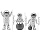 Regerly Astronauten Figur Deko, 4 Stück Astronauten Figur Spielzeug Spaceman Statuen Modell Tortendeko Kuchen Topper Geburtstag Weltraum Thema Party Geschenke Kuchendekoration Blau (Gold Silber)