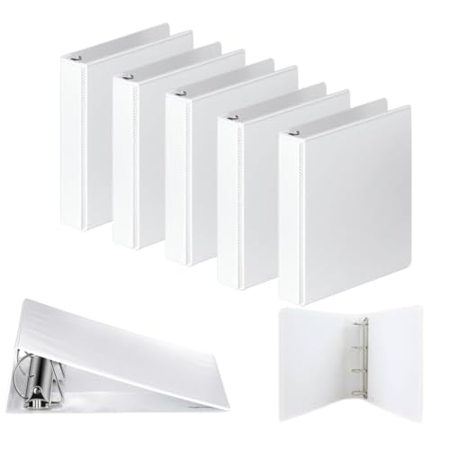 Hyggelife File Folder 4 Ring Binders A4 Size 500 Sheets 80 GSM White with Replaceable Spine Labels (Classic 5 Piece)
