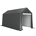 Outsunny 7' x 12' Portable Storage Shed Shelter, Heavy Duty Outdoor Shed, Waterproof Garden Storage Tent with Ventilation Window and Roll-up Zipper Door for Bike, Motorcycle, Garden Tools, Gray