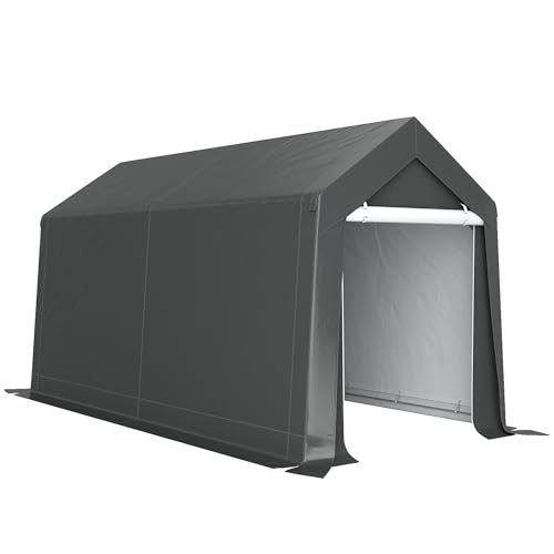 Outsunny Garagenzelt für Fahrräder, wasserdicht Zeltgarage mit Tür, Anti-Staub-Fahrradabdeckung Gerätezelt Foliengerätehaus für Außenbereich, Garten, 210 x 360 x 235 cm, Dunkelgrau