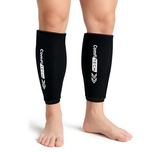 ComfiTECH Shin Splint Ice Pack Wrap 2 Pack Reusable Leg Ice Pack Sleeve for Knee & Calf Flexible Gel Cold Pack for Ankle & Arm Hands-Free Design for Comfort and Support Large