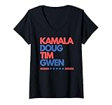 Photo Gallery donna kamala doug tim gwen, harris walz 2024, 47, usa elezioni maglietta con collo a v Photo Gallery donna kamala doug tim gwen, harris walz 2024, 47, usa elezioni maglietta con collo a v