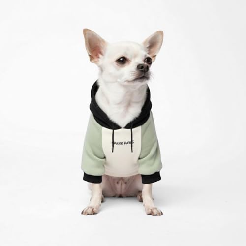 Image of Spark Paws Dog Hoodie - Premium Dog Sweater for Small, Medium, and Large Dogs | Warm Outfits for French Bulldogs, Pitbull, Puppy, Winter Jacket Alternative - Olive Cream - S