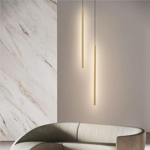 Lámpara colgante LED lineal de aluminio refinado con doble foco y tonos regulables 3