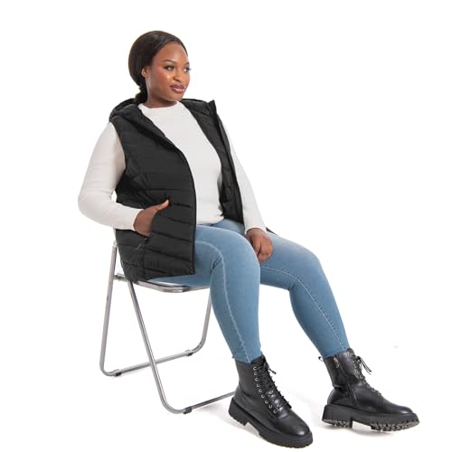 Womens Plus Size Packable Puffer Vest 1X-6X Women's Hooded Lightweight Quilted Puffy Vest4