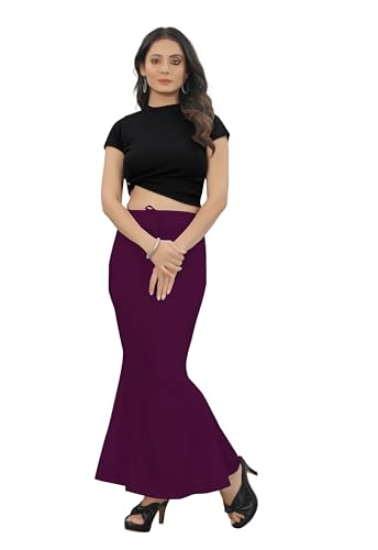 Image of Women's Polyester Blend Shapewear Patticoat Fishcut Flare Pattern Stretchable Drawstring Waist Maxi Length and Slim Fit Body Shaper Peticoat for Saree Daily Use Peticoat