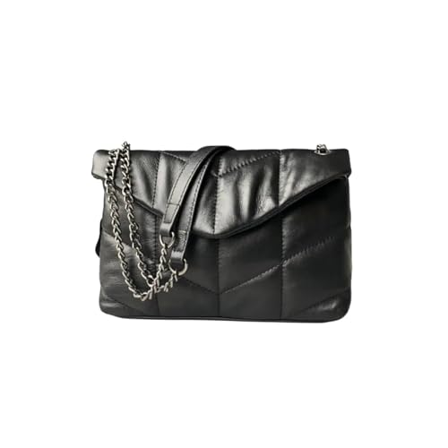 Sac à main élégant en cuir véritable pour femme avec bandoulière chaîne raffinée