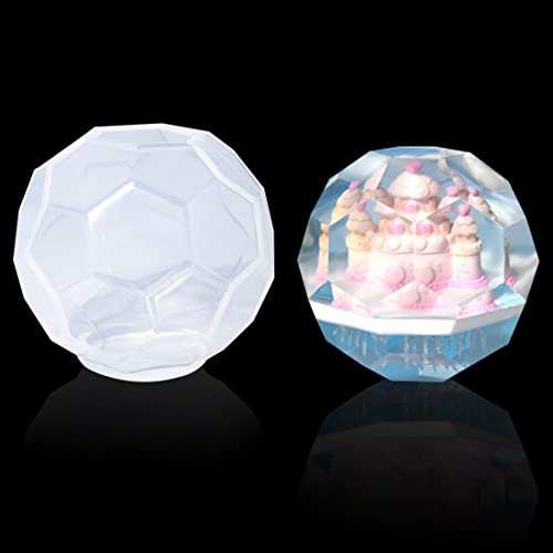 Voyyphixa Moule Sphère Résine Silicone, Géométrique Moules Silicone Boule de Diamant, Moules Ronds en Résine Epoxy pour la Fabrication de Bougies, Savon Cover