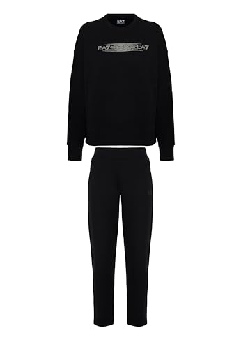 EA7 Emporio Armani - Chándal con logotipo de la serie Interlock de algodón, Negro , XL