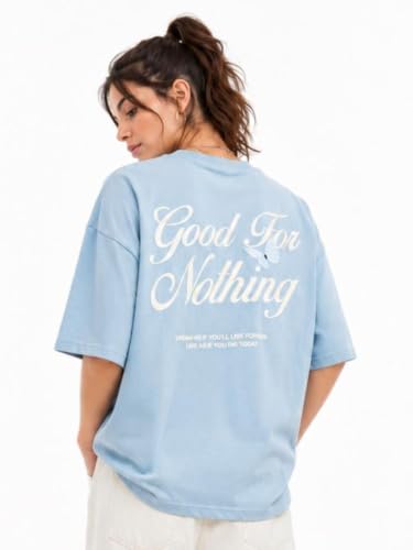 Image of ColorChakra Cotton Oversized Tshirt for Womens Down Shoulder Loose fit t-Shirt Women Baggy Style Oversize t-Shirt Korean fit