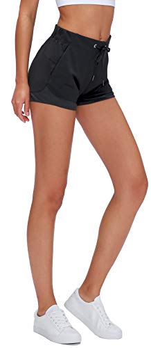 Lavento Women\'s Workout Shorts Lightweight Active 3\" Running Shorts (4, 3\" Black)