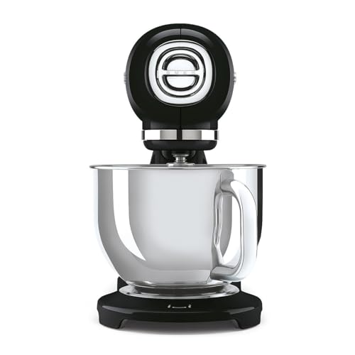 Image of SMEG SMF05 Forte 5-Qt Stand Mixer with 750W Motor, Smooth Start & SteadyMix, Flex Edge Beater, 10 Speeds, Stainless Steel Bowl - Retro 50's Style Planetary Mixer for Dough, Baking & Desserts-Black