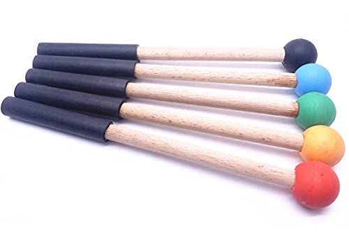 Jiayouy 8 Inch Rubber Head Percussion Mallets Sticks For Tongue Drum, Xylophone,Glockenspiel, Woodblock, Bell Pack Of 2 Black #TOP4