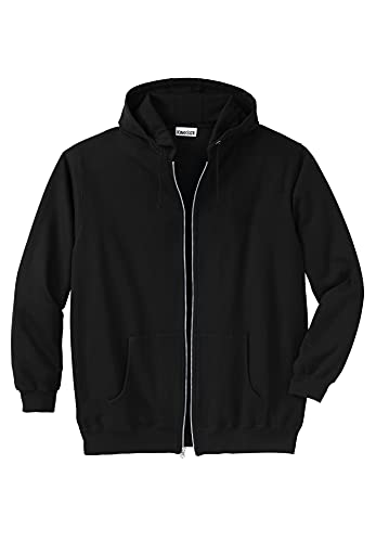KingSize Men's Big & Tall Fleece Zip-Front Hoodie - Big - 4XL, Black Fleece Jacket
