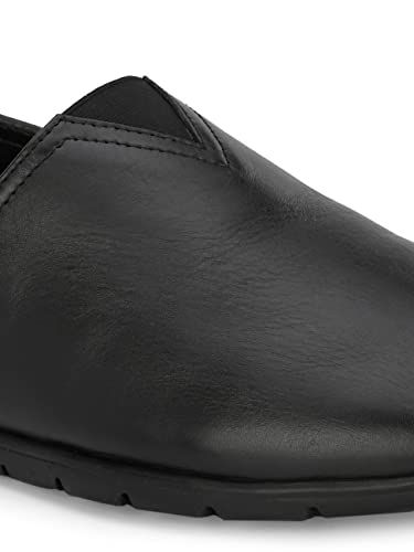 Image of HITZ Men's Black Leather Slip On Casual Shoes