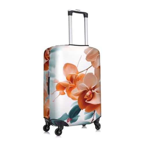 Teal And Orange Flower Print Luggage Suitcase Covers Elastic Washable Luggage Protector Luggage Covers For Suitcase3