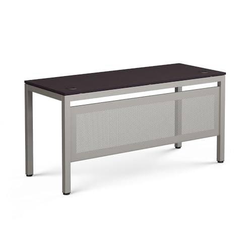 NBF Writing Desk Executive Office Desk - Durable Espresso Laminate Computer Desk with Steel Frame - Modern Desk with 2 Grommet Holes - 60" W x 24" D Work Desk for Home (Brown)