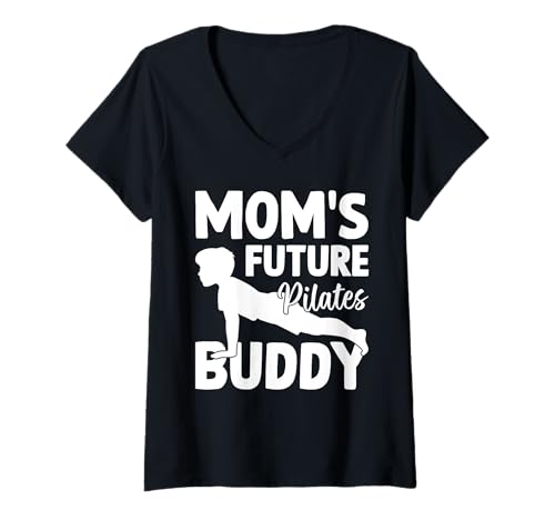Damen Mamas zukünftiger Pilates-Buddy - Pilates Baby T-Shirt mit V-Ausschnitt Damen Mamas zukünftiger Pilates-Buddy - Pilates Baby T-Shirt mit V-Ausschnitt