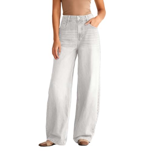 Pantalones vaqueros holgados para mujer de cintura alta y pierna ancha estilo boyfriend