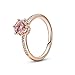 Produktbild Pandora Rosafarbene, funkelnde Krone Solitär-Ring in Roségold mit 14 Karat rosévergoldete Metalllegierung und Cubic Zirkonia aus der Pandora Moments Collection, Größe 58