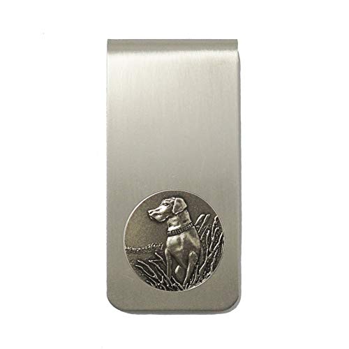 Money Clip Nickel Silver with Labrador Retriever 3/4 inches emblem Made in USA