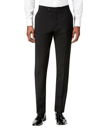 Tommy Hilfiger Mens Slim fit Tuxedo Dress Pants 38/32 Black Solid3