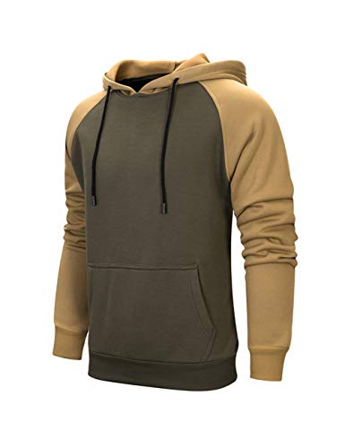 MANLUODANNI Men's Pullover Hoodies Hooded Sweatshirt Patchwork Top Casual Hoody with Kangaroo Pocket