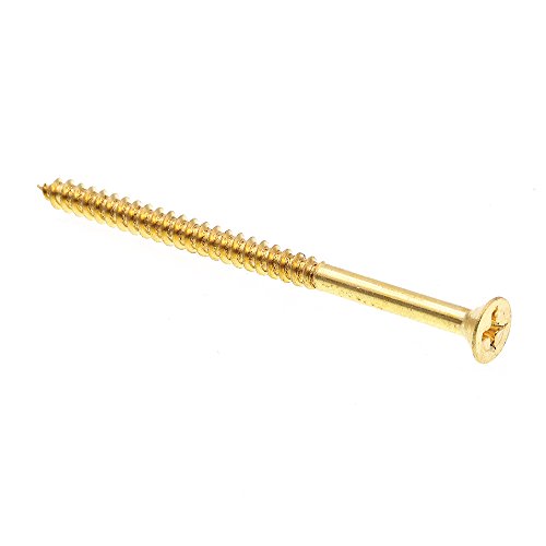 Prime-Line 9035926 Wood Screw, Flat Head Phillips, #10 X 3 in, Solid Brass, Pack of 15
