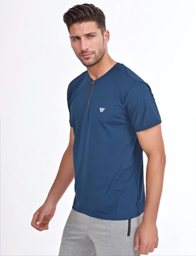 VIROH Men’s Quick-Dry Zipper Activewear T-Shirt, Lightweight Short Sleeve Gym & Sports T-Shirt4