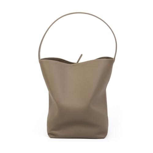 JIUFENG Women's Genuine Leather Underarm Tote Bag,Womens Shoulder Bucket Clutch Bag,Large Capacity Handbag for Work Shopping