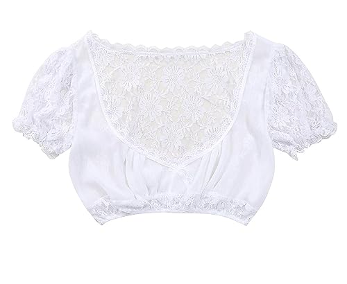 Women's Bavarian Oktoberfest Traditional Dirndl Blouse Beer Garden Crop Lace Top3