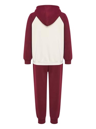 Image of YiZYiF Kids Boys Fleece Lined Sweatshirts Outfit Long Raglan Sleeves Hoodie And Jogger Pants Activewear Set
