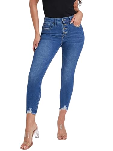 Royalty For Me Womens Women's Petite 4 Button Skinny Ankle Sustainable Jean