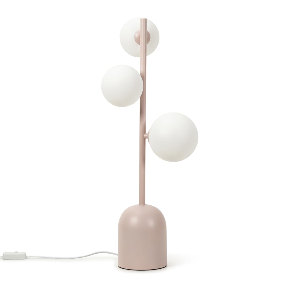 ValueLights Marlow Globe LED Table Lamp - Pink Metal Base - Blush Finish