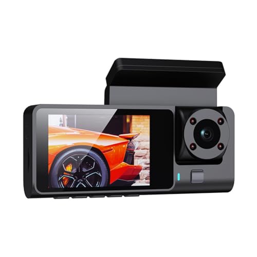 Fangxuee Cámara Tablero DVR para Automóvil 3 Canales para Automóviles, Cámara de Visión Trasera para Grabadora de Video, Estacionamiento, Visión Gran Angular, Estacionamiento HD