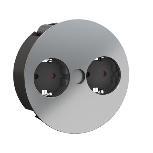 Enchufe Duplo encimera giratorio 2 tomas cromo mate