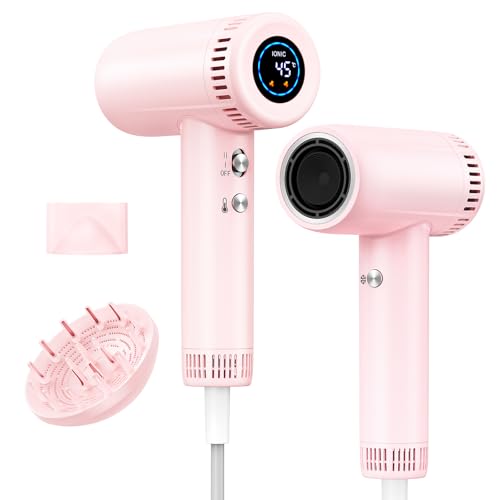 Seche cheveux Ionique Professionnel avec Diffuseur – 160000 TR/Min, Séchage Ultra Rapide, 500 Millions d’Ions Anti-Frisottis, Léger et Silencieux,...