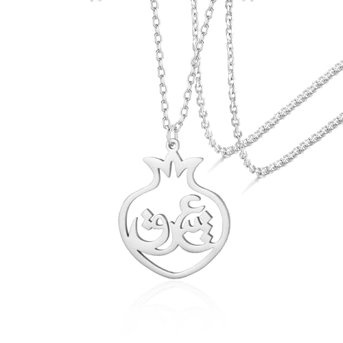 VASSAGO Collier Perse Eshgh Arabe Love en Acier Inoxydable Pendentif Grenade Yalda Night Bijoux Cadeaux pour Femmes Adolescentes, One Size, Acier inoxydable,...