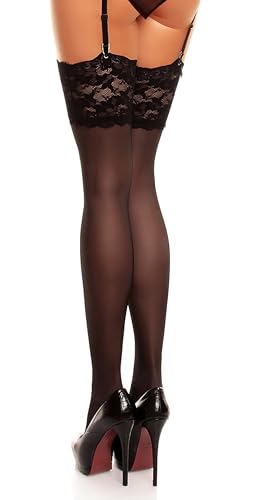 Plus Size Luxury 20 Denier Shine Thigh-High Stockings Hold‑Ups with Wide Lace Top, Reinforced Toe2