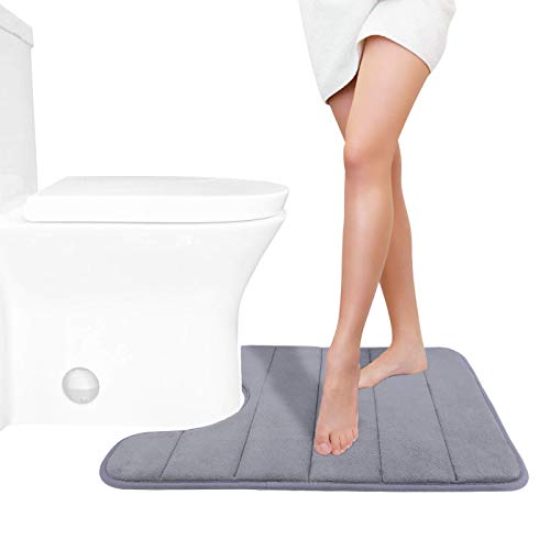 Yimobra Bath Toilet Mat 51 x 61 cm, Non-Slip Memory Foam U-Shaped Contour Rug, Soft Comfortable Bathroom Shower Mats