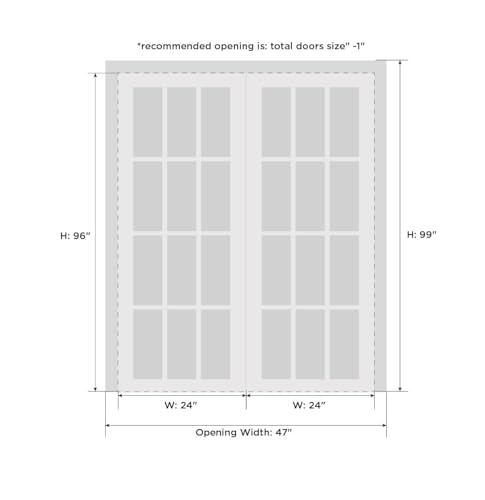 Image of Sartodoors Interior Door 3094 Closet Bypass Doors White with Black Opaque Glass Solid MDF Modern Design 48 x 96 in
