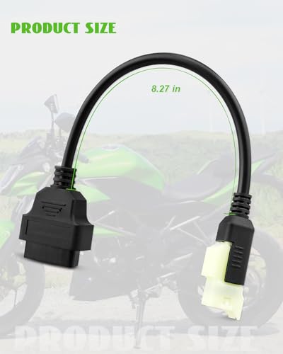 OBD2 Diagnostic Cable Fit for Kawasaki Motorcycle, 4 Pin to 16Pin OBD2 Adapter Fit for Z250 Z650 Z1000 ER6N EX650F Ninja400