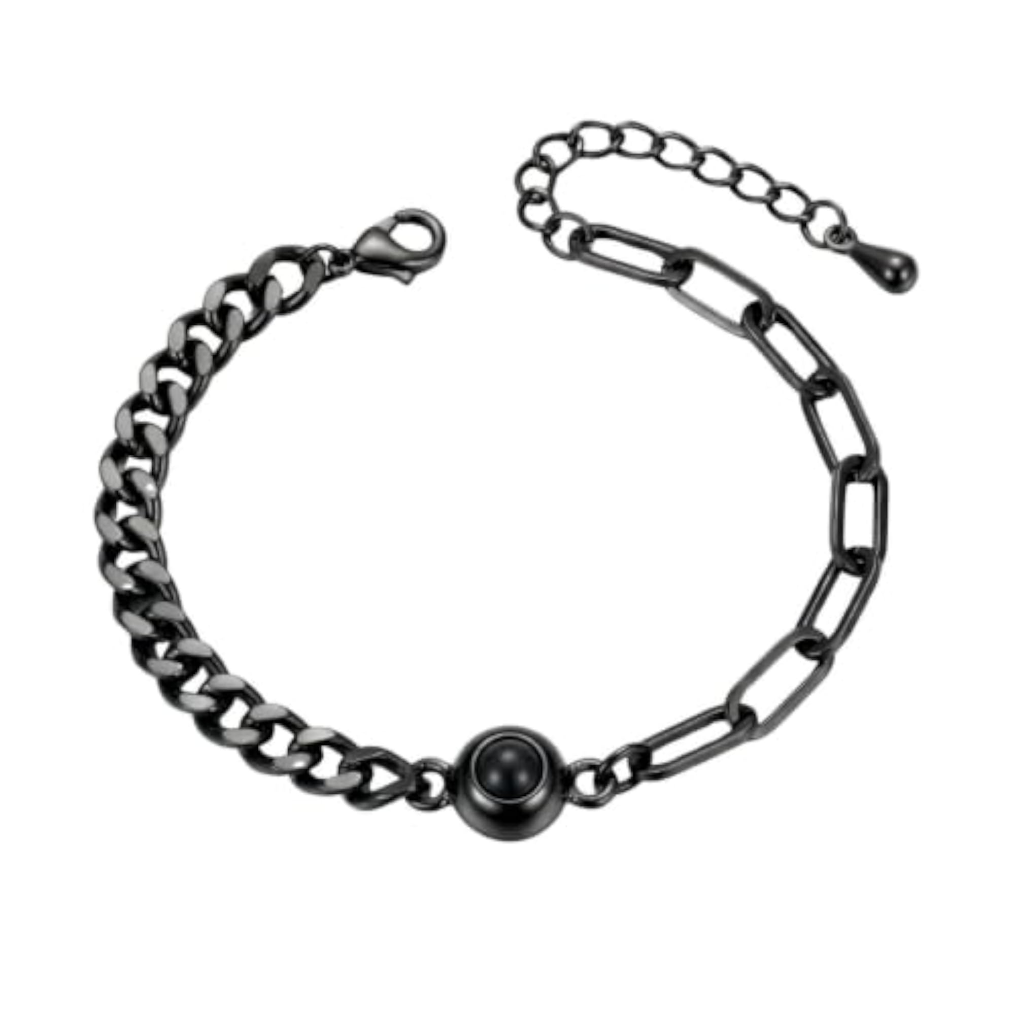 Black Ball Bracelet for Men and Women, Cuban Link Style