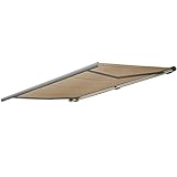 Mendler Elektrische Kassettenmarkise T124, Markise Vollkassette 5x3m - Polyester Creme, Rahmen grau
