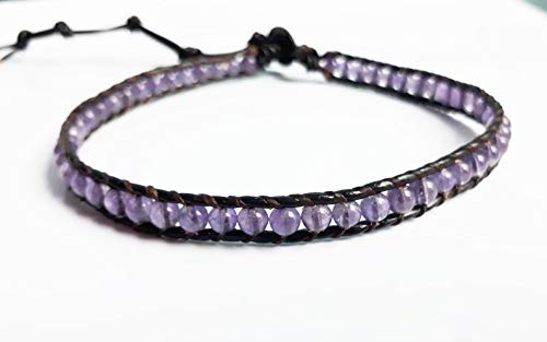 Amethyst anklets stone anklets leather anklets men anklets women anklets fashion anklets gift anklets purple anklets boy girl anklets