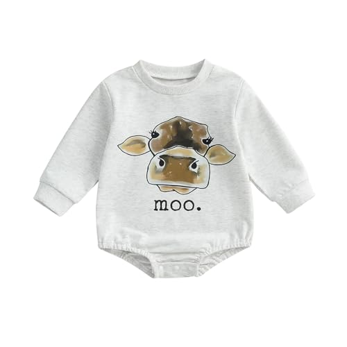 Image of Ursobutegl Newborn Baby Boys Romper Sweatshirt Western Country Farm Long Sleeve Bubble Bodysuit Jumpsuit Fall Winter Clothes