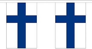 3 Metres 10 (9" x 6") Flag Finland Finnish 100% Polyester Material Bunting Ideal Party Decoration For Street House Pubs Clubs Schools