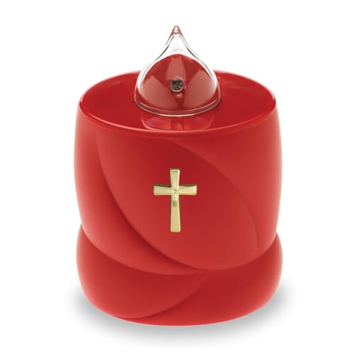 AROBA Vela LED para tumba, efecto parpadeante, largo tiempo de combustión de hasta 200 días, reutilizable, cruz santa roja