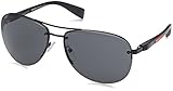 Protective case included Prada LINEA ROSSA PS 56Ms (65) Gafas de Sol, Black Demi Shiny, Hombre